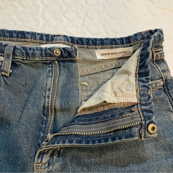 Cotton:On Denim Maxi Shirt Low Waisted Raw Hem Size 2 Boho Cowgirl Blue Jean - Picture 5 of 12